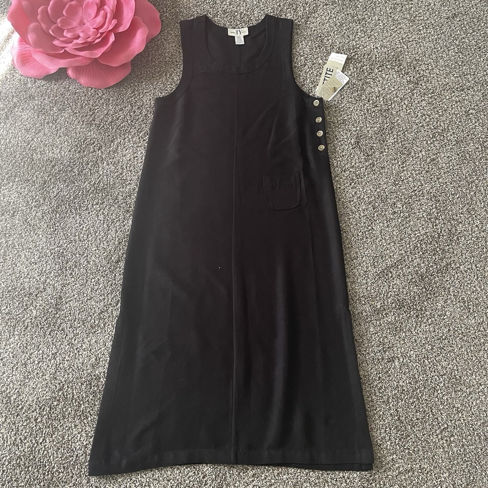 ORIGINAL TY WEAR Sz 10 PETITE Lyocel Side Button Slit Maxi Overall Dress Jumper